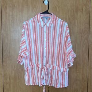 Marc New York Small pink and white striped shirt with ruffle sleeves